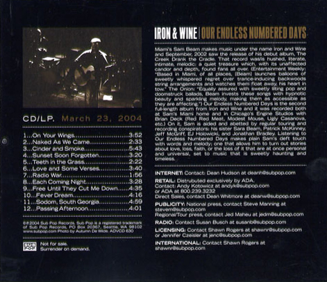 Our Endless Numbered Days promo CD